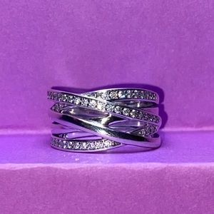 SOLD Pandora Sparkling and Polished Lines Ring